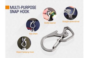 Image of Fenix Multi-Purpose Snap Hook, Flat Screwdriver, Bottle Opener, Key Ring, Hanging Hook, Silver, ALB-20