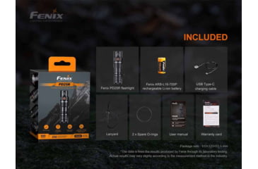 Image of Fenix PD25R Rechargeable EDC Flashlight, USB Type-C, Luminus SST20 LED, White, 800 Lumens, PD25RSTBK
