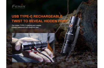Image of Fenix PD25R Rechargeable EDC Flashlight, USB Type-C, Luminus SST20 LED, White, 800 Lumens, PD25RSTBK