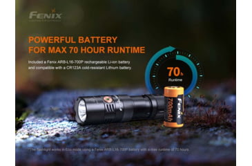Image of Fenix PD25R Rechargeable EDC Flashlight, USB Type-C, Luminus SST20 LED, White, 800 Lumens, PD25RSTBK