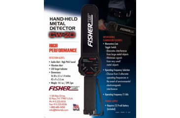 Image of Fisher Security CW-20 Hand-Held Concealed Weapons Detector, Black, CW20