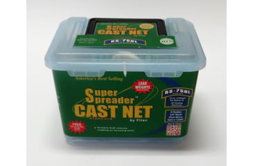 Image of Fitec RS-750L Super Spreader Cast Net 4'x3/8" Mesh, Clear Mono .75 lb Lead Weights, 12340