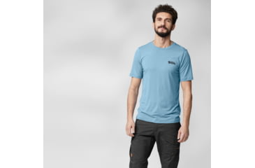 Image of Fjallraven Abisko Wool Logo Short Sleeve - Mens, Dawn Blue, Small, F86977-543-S