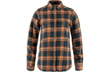 Image of Fjallraven Ovik Heavy Flannel Shirt - Womens, Mountain Blue/Terracotta Brown, Medium, F86999-570-243-M