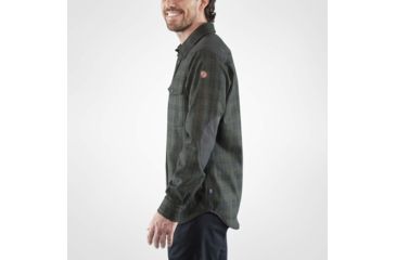 Image of Fjallraven Ovik Re-Wool Shirt Long Sleeve - Mens, Dark Grey-Olive, Small, F81885-030-630-S