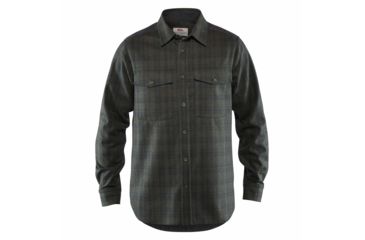 Image of Fjallraven Ovik Re-Wool Shirt Long Sleeve - Mens, Dark Grey-Olive, Small, F81885-030-630-S