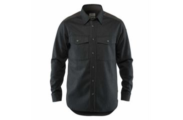Image of Fjallraven Ovik Re-Wool Shirt Long Sleeve - Mens, Dark Grey, Small, F81885-030-S