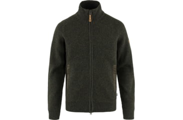 Image of Fjallraven Ovik Zip Cardigan Knit - Mens, Dark Olive, Extra Large, F87071-633-XL