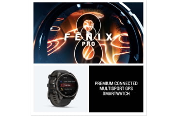 Image of Garmin Fenix 8 Pro Unisex Watches, 47mm Case Diameter, Titanium Bezel, Black/Pebble Gray Silicone Band, 010-03198-00