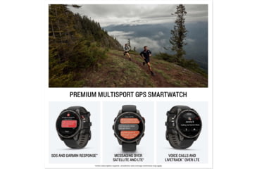 Image of Garmin Fenix 8 Pro Unisex Watches, 47mm Case Diameter, Titanium Bezel, Black/Pebble Gray Silicone Band, 010-03198-00