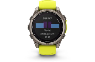 Image of Garmin fenix 8 Sapphire Solar Edition 47mm GPS Watch, Titanium with Amp Yellow/Graphite Silicone, 010-02906-20