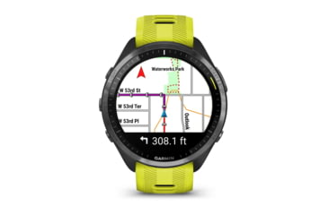 Image of Garmin Forerunner 965, Carbon Gray DLC Titanium Bezel w/ Black Case and Amp Yellow/Black Silicone Band, 010-02809-02