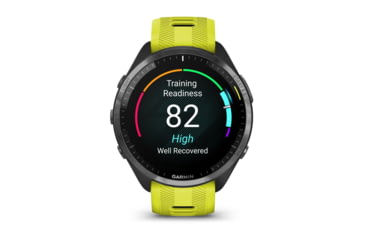Image of Garmin Forerunner 965, Carbon Gray DLC Titanium Bezel w/ Black Case and Amp Yellow/Black Silicone Band, 010-02809-02