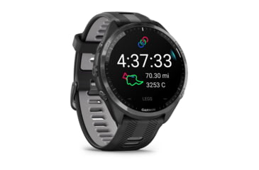 Image of Garmin Forerunner 965 Watch, Carbon Gray DLC Titanium Bezel w/ Black Case and Black/Powder Gray Silicone Band, 010-02809-00