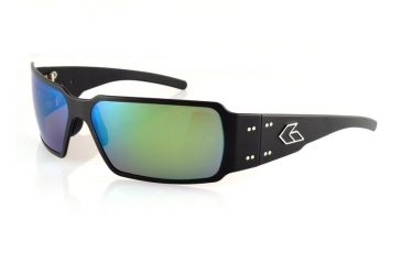 Image of Gatorz Boxster Sunglasses, Black Frame, Brown Polarized w/Green Lens, Polarized, BOXBLK03P-G