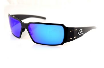 Image of Gatorz BOXSTER Sunglasses, Black Frame, Smoked Polarized W/ Blue Mirror Lens, Polarized, BOXBLK01P-B