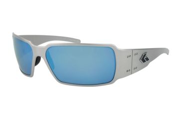 Image of Gatorz Boxster Sunglasses, Brushed Frame, Smoked Polarized W/ Blue Mirror Lens, BOXBRU01P-B