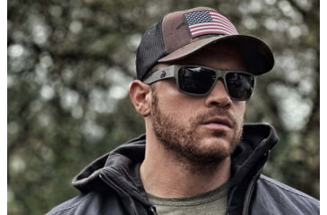 Image of Gatorz Delta Sunglasses, Cerakote Gun Metal Frame, Smoke Polarized Lens, Matte Black Plug, GDELCGUN01PMBP