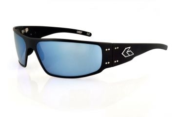 Image of Gatorz Magnum 2.0 Asian Fit Sunglasses,Black Frame,Polarized Smoked Blue Mirror Lens, MAG2BLK01P-B