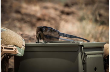 Image of Gatorz Milspec Ballistic Z87.1 Sunglasses, Black Cerakote Frame, Smoke - Clear Array Lens, Blackout Logo, One Size, GZ-10-493