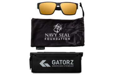 Image of Gatorz Navy SEAL Foundation Delta Sunglasses, Black Frame with Black Logo, Rose Polarized Lens with Gold Mirror, GZ-50-089