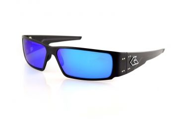 Image of Gatorz OCTANE Sunglasses, Black Frame, Smoked Polarized W/Blue Mirror Lens, Polarized, OCTBLK01P-B