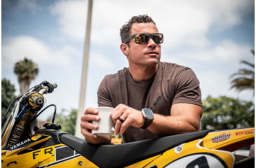 Image of Gatorz Rig Sunglasses, Black Frame with Silver Logo, OPz Rose Gold Mirror Lenses, GZ-14-050