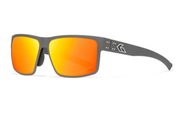 Image of Gatorz Rig Sunglasses, Graphite Frame with Silver Logo, Opz Rose Sunburst Mirror Lenses, GZ-14-179