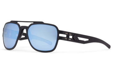 Image of Gatorz Stark Sunglasses, Matte Blackout Frame, Smoked Polarized w/ Blue Mirror Lens, GZ-06-012