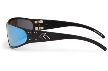 Image of Gatorz Wraptor Sunglasses, Black Frame, Smoke Polarized w/Blue Mirror Lens, WRABLK01P-B