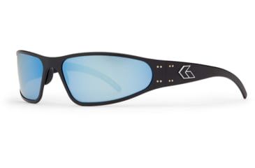 Image of Gatorz Wraptor Sunglasses, Black Frame, Smoke Polarized w/Blue Mirror Lens, WRABLK01P-B