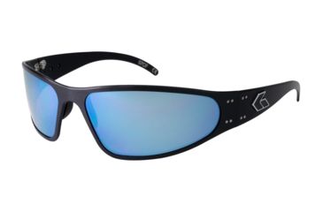 Image of Gatorz Wraptor Sunglasses, Brushed Frame, Smoked W/ Blue Mirror Lens, WRABRU08C