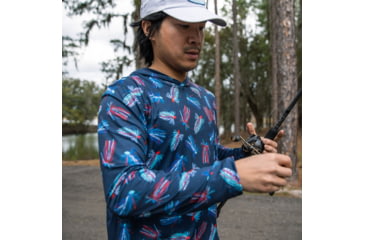 Image of Googan Squad Patriotic Jigs Hooded Long-Sleeve Shirt w/Mesh Back - Mens, Medium, GS239-M