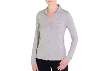 Image of Gramicci Willow Organic Button Down Long Sleeve - Women's-Camphor Grey-Large