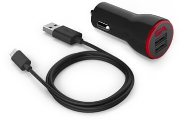 Image of Guardian Angel Car Charger with Micro USB Cable, Black/Red, ELT-CC-M