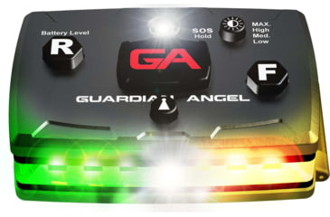 Image of Guardian Angel Elite Series Wearable Safety Light, Black Casing, Green/Yellow Split Front, Green/Yellow Split Rear, White Top Light, White Work Light, ELT-GY/GY