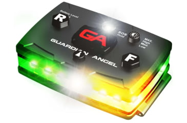Image of Guardian Angel Elite Series Wearable Safety Light, Black Casing, Green/Yellow Split Front, Green/Yellow Split Rear, White Top Light, White Work Light, ELT-GY/GY