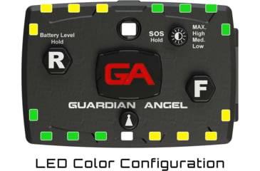 Image of Guardian Angel Elite Series Wearable Safety Light, Black Casing, Green/Yellow Split Front, Green/Yellow Split Rear, White Top Light, White Work Light, ELT-GY/GY