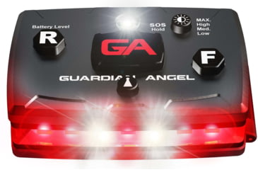 Image of Guardian Angel Elite Series Wearable Safety Light, Black Casing, Red Front, Green Rear, White Top Light, White Work Light, ELT-R/G-2