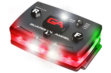 Image of Guardian Angel Elite Series Wearable Safety Light, Black Casing, Red Front, Green Rear, White Top Light, White Work Light, ELT-R/G-2