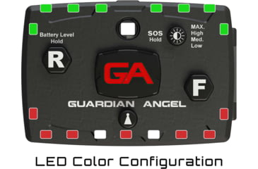 Image of Guardian Angel Elite Series Wearable Safety Light, Black Casing, Red Front, Green Rear, White Top Light, White Work Light, ELT-R/G-2
