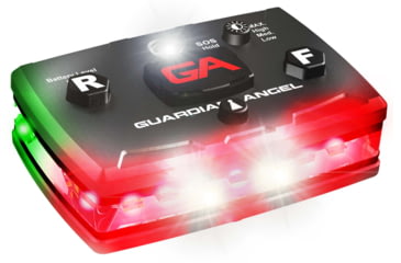 Image of Guardian Angel Elite Series Wearable Safety Light, Black Casing, Red Front, Green Rear, White Top Light, White Work Light, ELT-R/G-2