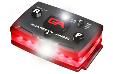 Image of Guardian Angel Elite Series Wearable Safety Light, Black Casing, Red Front, Red Rear, White Top Light, White Work Light, ELT-R/R