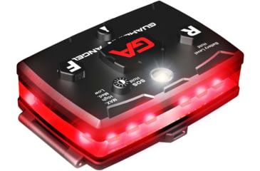 Image of Guardian Angel Elite Series Wearable Safety Light, Black Casing, Red Front, Red Rear, White Top Light, White Work Light, ELT-R/R