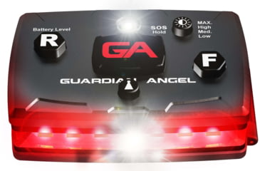 Image of Guardian Angel Elite Series Wearable Safety Light, Black Casing, Red Front, Red Rear, White Top Light, White Work Light, ELT-R/R