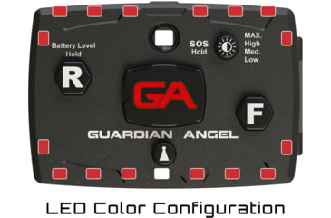 Image of Guardian Angel Elite Series Wearable Safety Light, Black Casing, Red Front, Red Rear, White Top Light, White Work Light, ELT-R/R