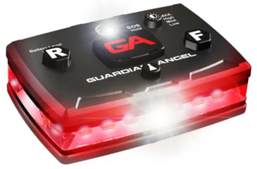 Image of Guardian Angel Elite Series Wearable Safety Light, Black Casing, Red Front, Red Rear, White Top Light, White Work Light, ELT-R/R