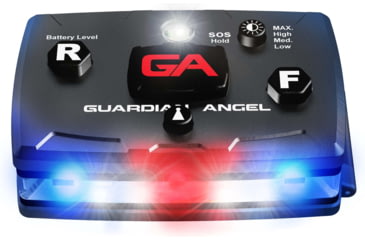 Image of Guardian Angel Elite Series Wearable Safety Light, Black Casing, White/Blue Split Front, Blue Rear, White Top Light, Red Work Light, ELT-B/B