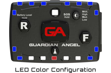 Image of Guardian Angel Elite Series Wearable Safety Light, Black Casing, White/Blue Split Front, Blue Rear, White Top Light, Red Work Light, ELT-B/B