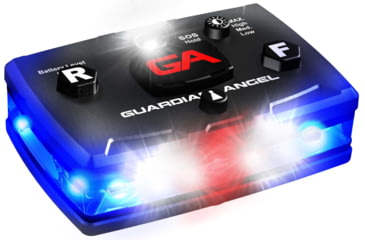 Image of Guardian Angel Elite Series Wearable Safety Light, Black Casing, White/Blue Split Front, Blue Rear, White Top Light, Red Work Light, ELT-B/B